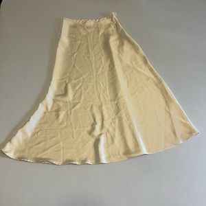 Cider satin A-line midi slip skirt beige S